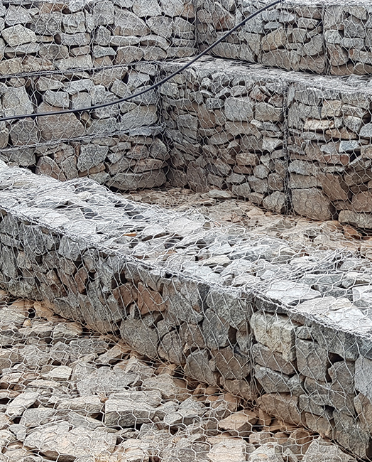 Gabion basket retaining wall