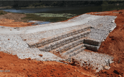 Restoring Eroded Spillway, following unprecedented Flooding
