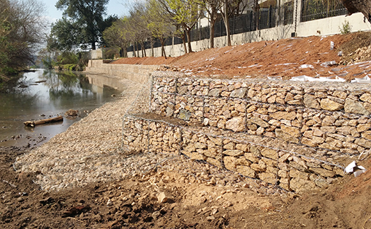 Reno Mattresses installed on river bank